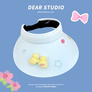 2026新款 防晒大帽檐UV防紫外线遮阳帽 可爱立体蝴蝶结空顶帽女夏季