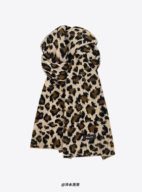 千禧辣妹风复古豹纹针织围巾女秋冬季加厚保暖个性时髦高级感围脖