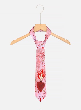 领带衬衫男女y2k文艺粉色小众亚比风配饰设计感个性火焰爱心丝巾