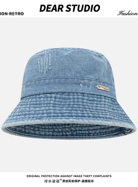 日系复古水洗牛仔渔夫帽子女春夏季2026新款户外防晒遮阳帽盆帽潮