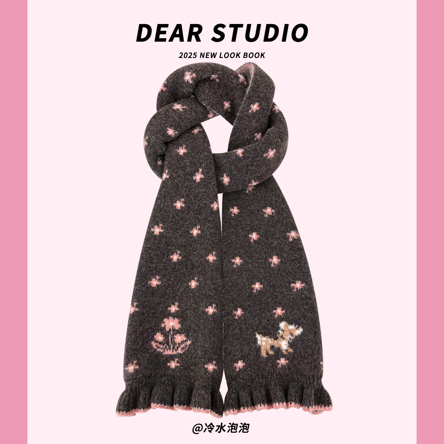 2025新款可爱卡通小鹿提花针织围巾女秋冬季学院风保暖花边围脖潮,服饰配件/皮带/帽子/围巾,围巾/丝巾/披肩,淘宝优惠券,粉丝福利购,淘宝优惠卷