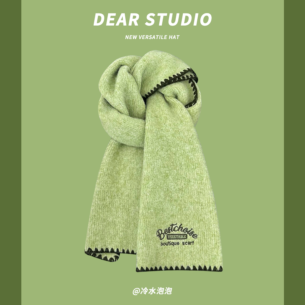 秋冬字母刺绣韩版男女羊绒围脖