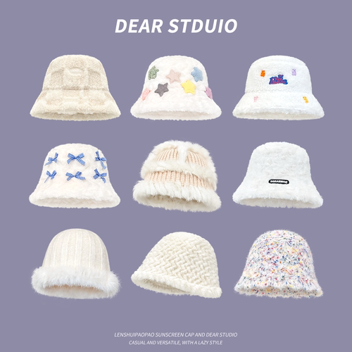 渔夫帽逛街日系男女秋冬毛绒保暖