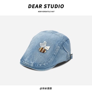 日系复古纽扣做旧水洗前进帽子女夏季港风街头网红百搭反戴画家帽