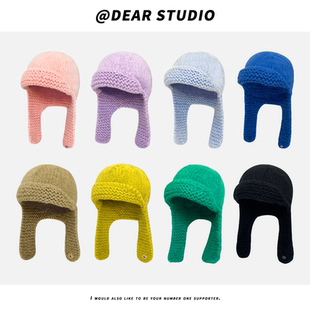 韩版 学生保暖百搭街拍针织雷锋帽潮 网红手工编织毛线帽子女秋冬季