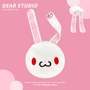 日系可爱兔耳朵贝雷帽子女2025新款y2k亚比风卡通显脸小画家帽潮