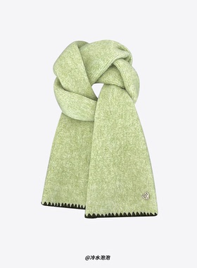 高级感绿色仿羊绒缝边爱心标围巾女秋冬加厚保暖百搭情侣披肩围脖