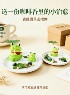 禅意青蛙微景观咖啡馆桌面摆件