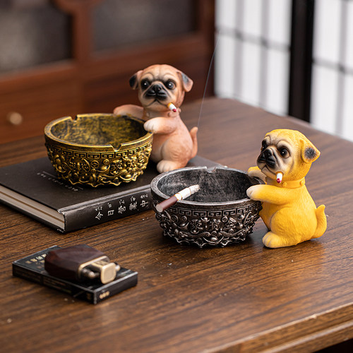 树脂轻奢网红招财狗聚宝盆烟灰缸