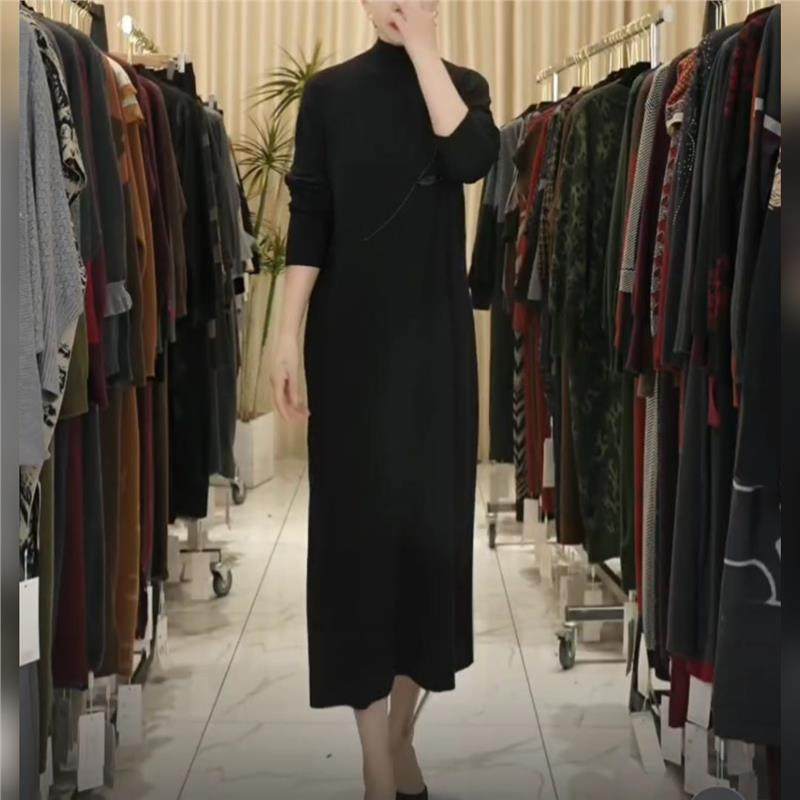 A195黑色立体提花设计款气质秋冬轻奢针织连衣裙时尚复古,女装/女士精品,连衣裙,淘宝优惠券,粉丝福利购,淘宝优惠卷