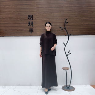 A323咖色设计师款 轻奢休闲针织两件套 秋冬长款