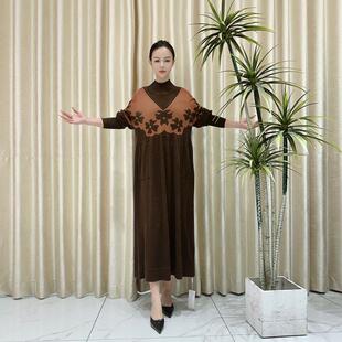 玥玥羊9939琥珀流光蝴蝶拼接设计款 羊毛气质秋冬轻奢针织连衣裙时