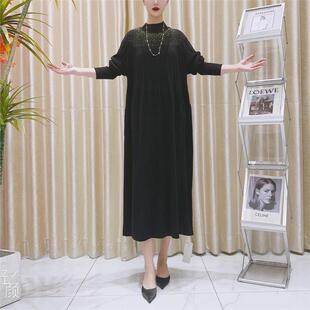 A140黑色锆钻设计款 复古 气质秋冬轻奢针织连衣裙时尚