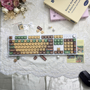 复客狮F104有线女生彩光游戏可爱104配列笔记本媒体旋钮机械键盘