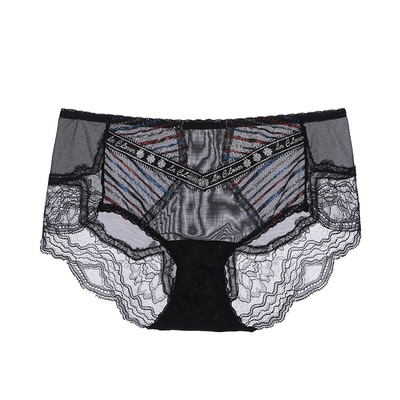 爱慕laclover兰卡文正品女士款蕾丝拼接中腰平角内裤lc23lb1
