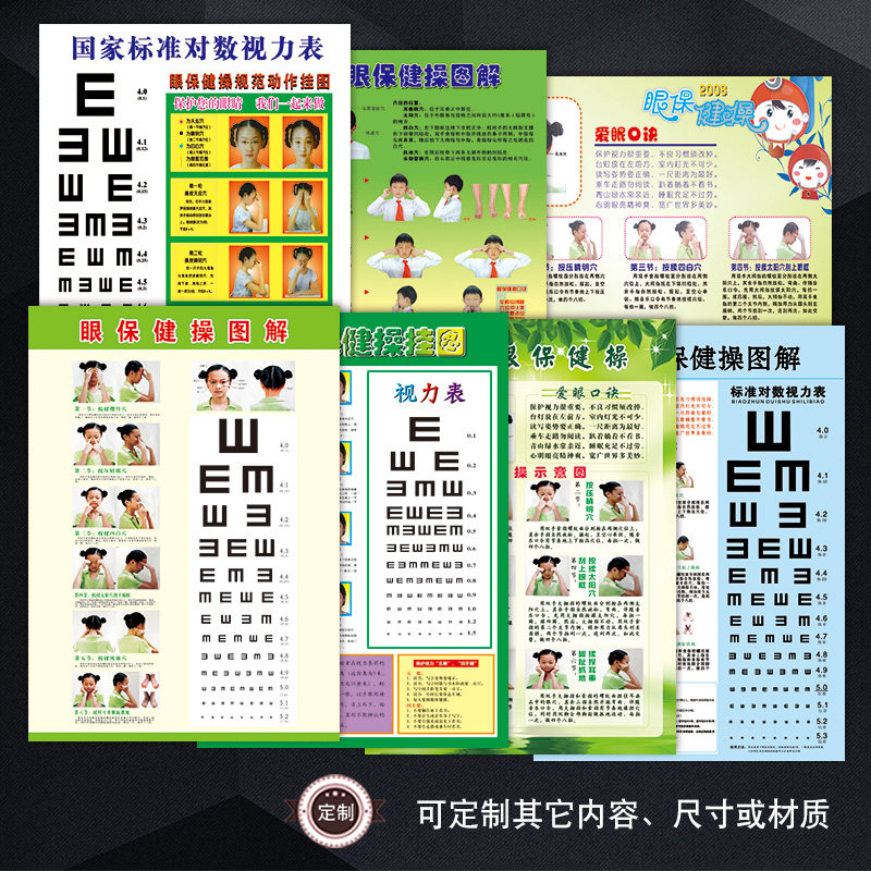 口诀眼sch挂图保健操爱眼图示保护贴纸定制眼贴画视力墙保健操