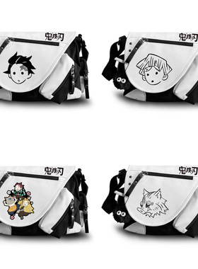 鬼灭之刃周边动漫背包炭治郎嘴平伊之助二次元男女斜挎单肩包书包