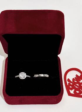 莫桑石戒指 仿真求婚戒对戒结婚奢华男女小方糖交换仪式情侣戒指