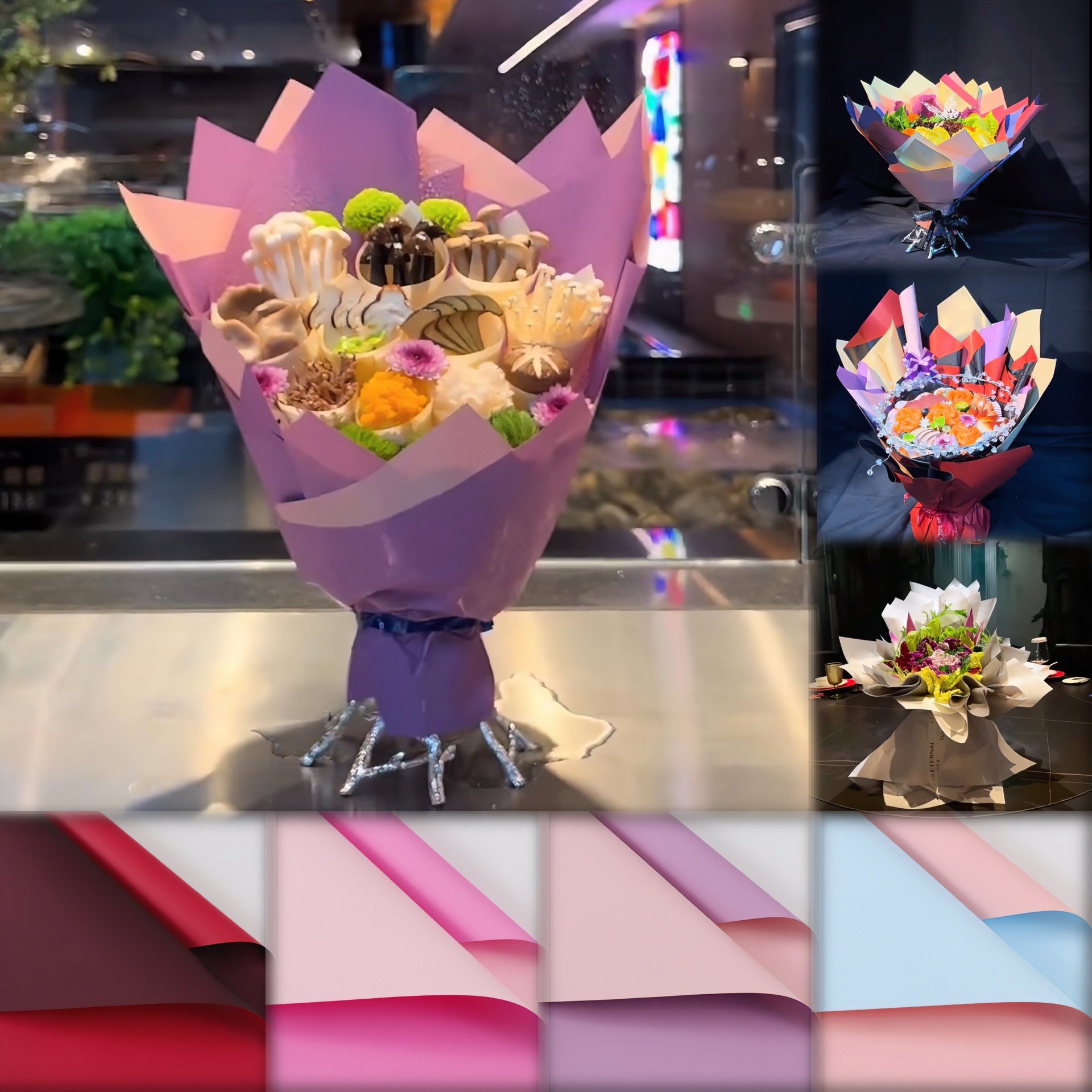 餐厅刺身摆盘防水欧雅纸手捧花