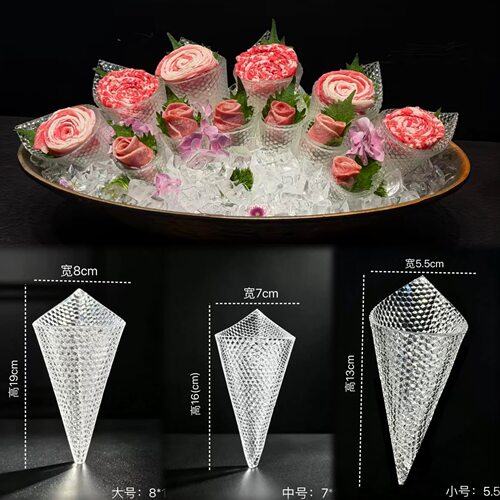 亚克力牛角杯可循环刺身摆盘装饰
