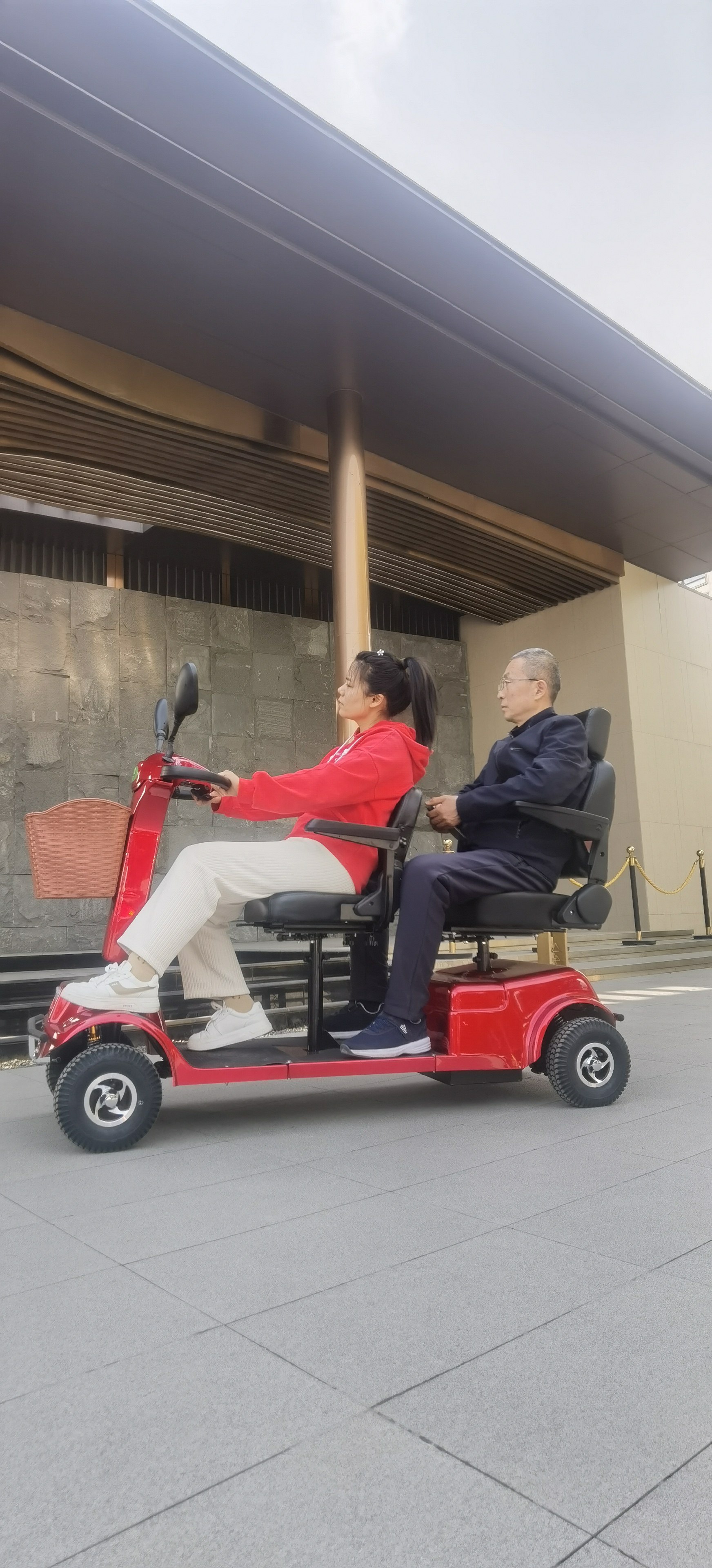 强劲力双座老年代步车三座四轮电动车残疾车老人代步车接送上学