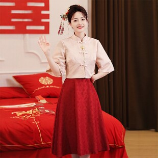 朱雀记中国风孕妇敬酒大码订婚旗袍连衣裙新娘结婚回门出阁宴礼服