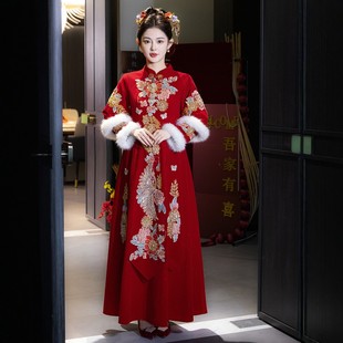 朱雀记孕妇敬酒服新中式出阁婚服冬季大码秀禾服新娘胖回门服加厚