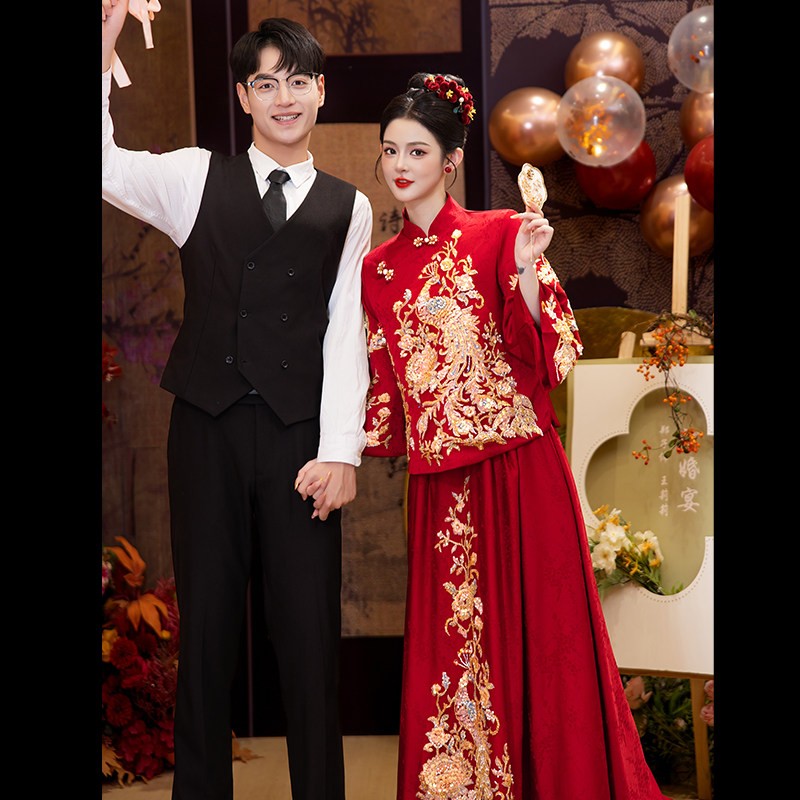 朱雀记孕妇敬酒服大码胖mm秀禾服新娘女2026新款春夏新中式重工订图片