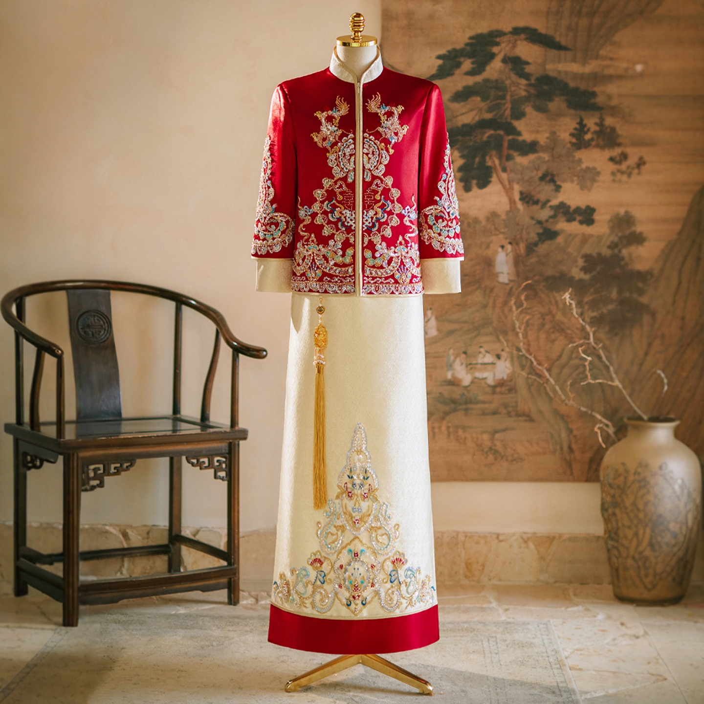 朱雀记秀禾服缎面男装2025新郎装