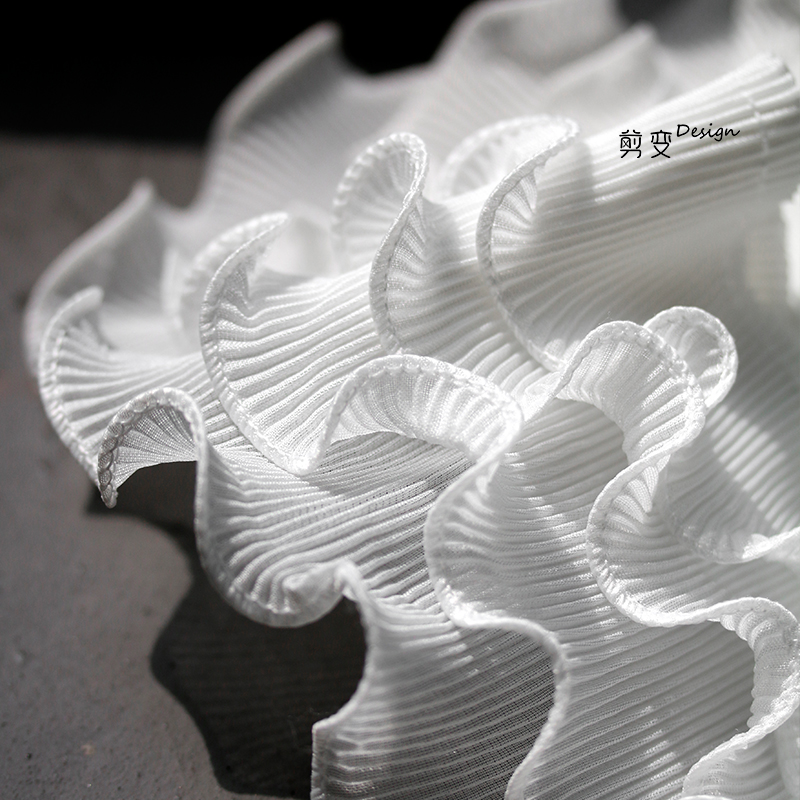 弹力四层褶皱立体荷叶花边布料