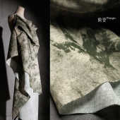 复古文艺青墨扎染棉涤上衣做旧肌理布料创意裤 设计师面料 子汉服装