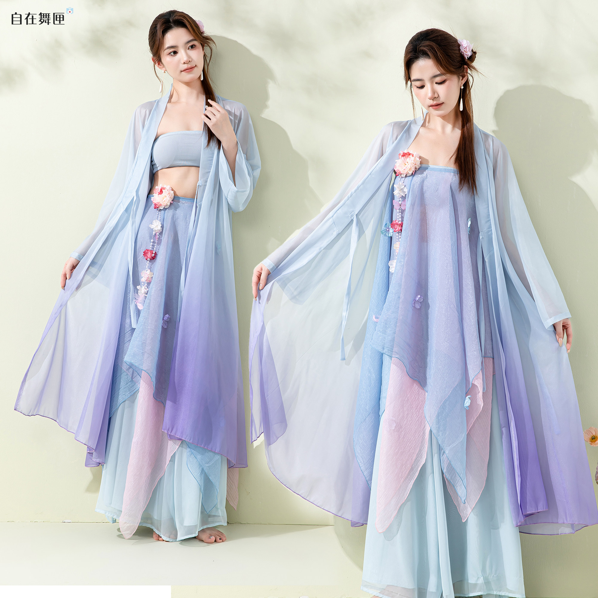 中国风古典舞服渐变飘逸纱衣