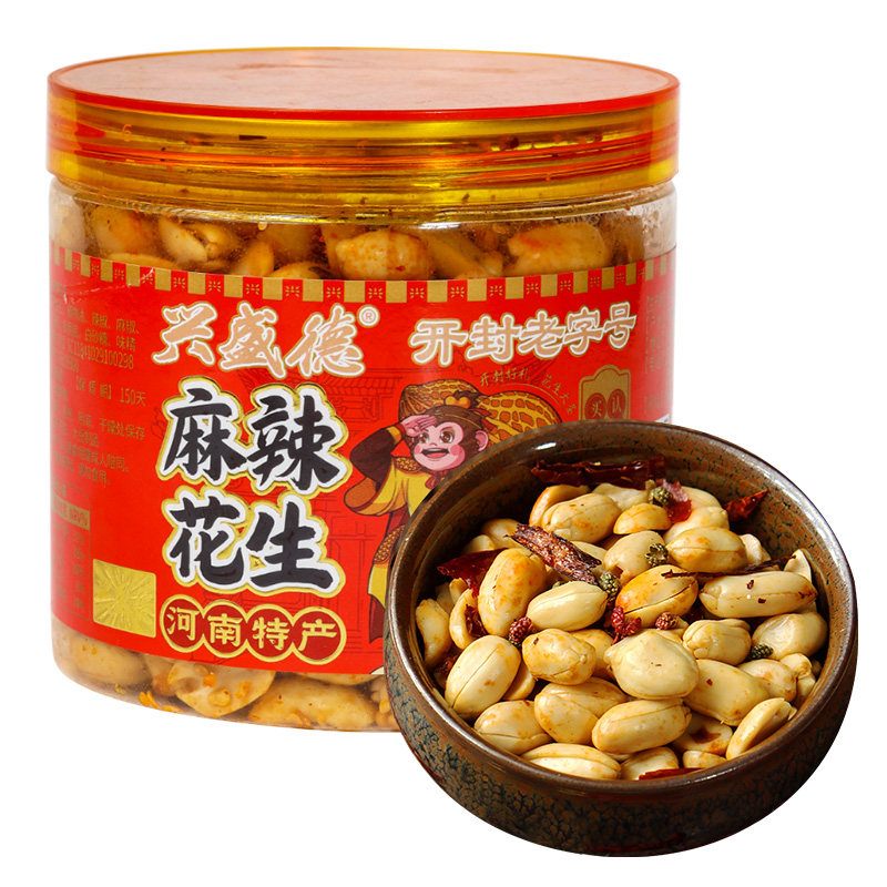 兴盛德花生麻辣花生河南开封特产大粒花生桶装下酒拌菜320g
