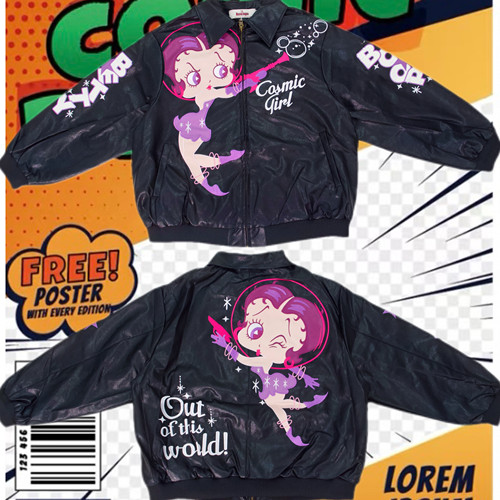 cattle赵大牛 2025新款美式童趣刺绣卡通贝蒂皮衣夹克外套