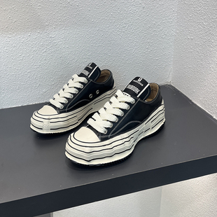 欧洲站春季新款系带休闲乞丐鞋女复古ins潮厚底明星款真皮溶解鞋