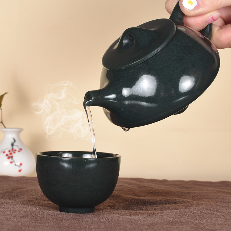 中玉玉器和田玉酒茶壶具功夫茶玉石茶碗茶杯玉壶送朋友领导315g