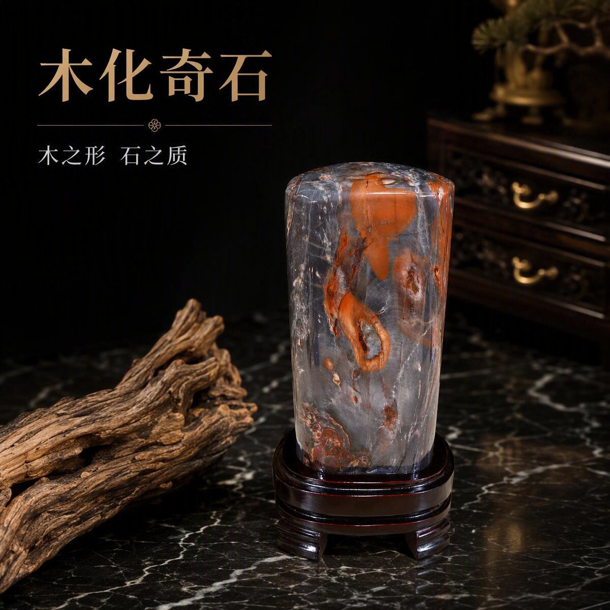 新疆木化石 包邮正品原石 奇石摆件自然石 硅化木精品中式客厅