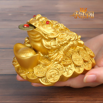 金蟾摆件三足金蝉蟾蜍蛤蟆店铺收银台吧台工艺礼品家居装饰品