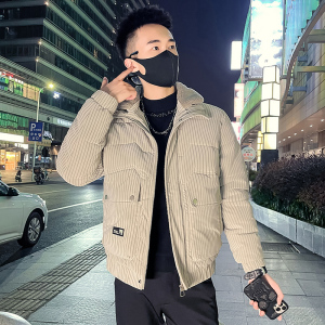 C301B-MF22-P138控178可斜卸毛领冬季PU皮棉服保暖棉衣潮男外套3图片