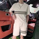 C301B-TZ11-特P80控110夏季潮男男装社会风运动T恤套装短裤两件套，男装牛仔裤，电商C301B