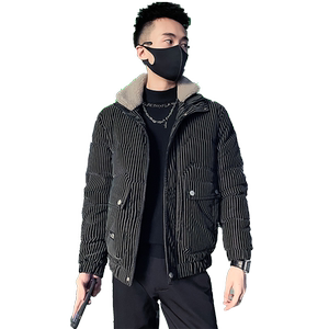C301B-MF22-P138控178可斜卸毛领冬季PU皮棉服保暖棉衣潮男外套3图片