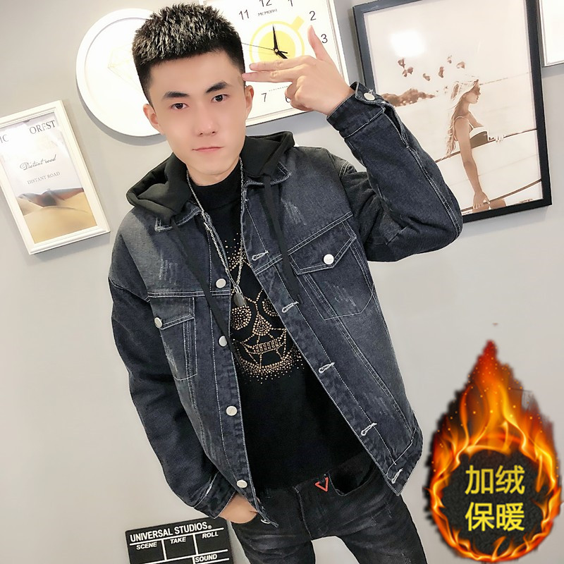 3可卸帽子水洗牛仔衣加绒棉服社会小伙男棉衣外套C301B-NZ09-P120图片