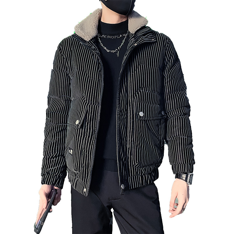 C301B-MF22-P138控178可斜卸毛领冬季PU皮棉服保暖棉衣潮男外套1,男装棉衣,电商C301B