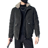 C301B-MF22-P138控178可斜卸毛领冬季PU皮棉服保暖棉衣潮男外套1，男装棉衣，电商C301B