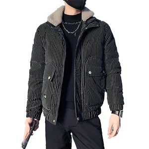 C301B-MF22-P138控178可斜卸毛领冬季PU皮棉服保暖棉衣潮男外套图片