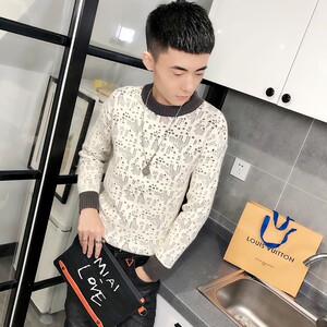 4冬季社会小伙针织衫复古加厚毛衣男圆领打底衫C301B-MY17图片