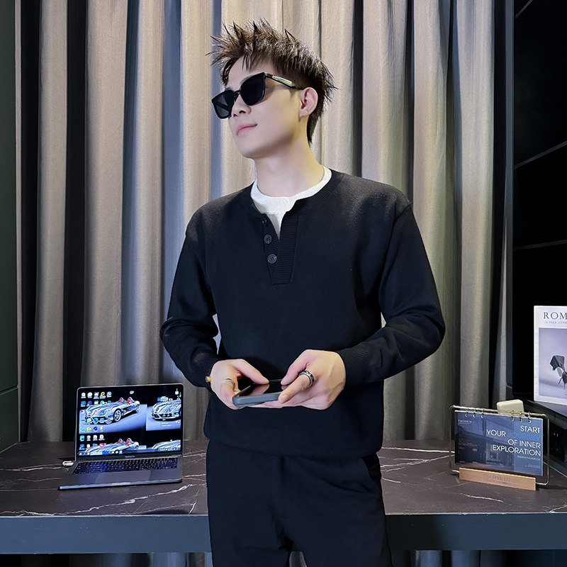 101B-MY103-P68秋冬社会毛衣圆领线衣假两件男士休闲针织打底衫1,男装T恤,电商C301B