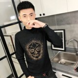 4骷髅烫钻针织衫毛衣冬季社会小伙男半高领打底衫C301B-MY18，男装针织衫/毛衣，电商C301B