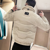 C301B-MF22-P138控178可斜卸毛领冬季PU皮棉服保暖棉衣潮男外套，男装棉衣，电商C301B