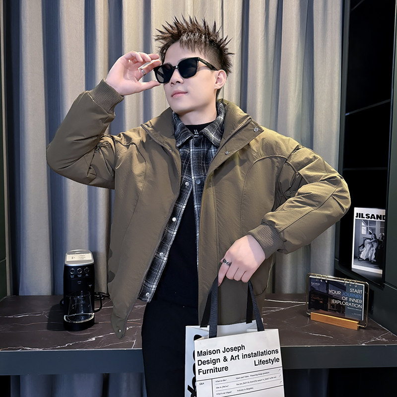 101B-MF209-P138控178冬季千鸟格假两件棉服社会棉衣网红男外套,男装棉衣,电商C301B